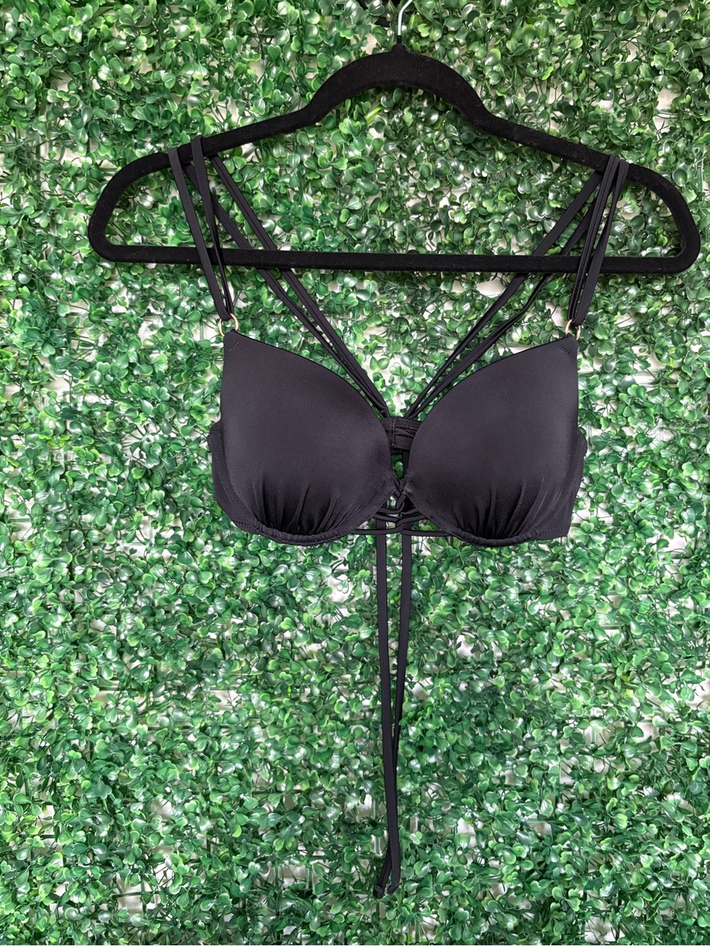 Shade & Shore Black Strappy Push-Up Bikini Top